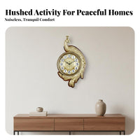 Vintage Brass Clock Quiet Mechanism 3D Decorative Clock Non-Ticking Home Decor for Living Room, Entryway, Office