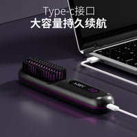 Cordless Ceramic Hair Straightening Comb with LCD Display, Mini Size