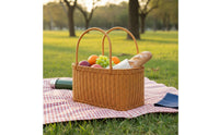 Imitation Rattan Picnic Basket Household Storage Lightweight Shopping Tote for Gardening