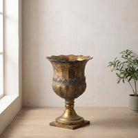 Pedestal Vase Tall Vase with Rim Rustic for Entryway, Living Room