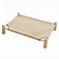 Raised Wooden Pet Bed Scratch-Friendly Elevated Wooden Pet Bed Artisan-Made