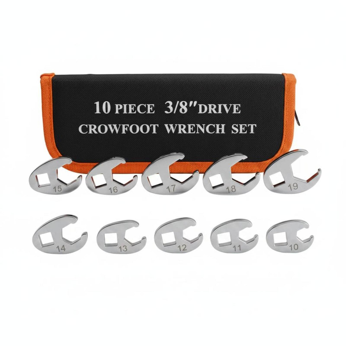 10 Pieces 3/8 Inch Drive Flared Nut Wrench Set Various Sizes Brake Line Wrench Tool Kit Fully Polished for Home Improvement Enthusiasts
