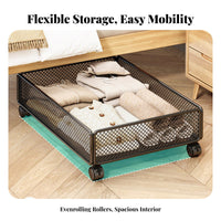 Under-Bed Rolling container With casters Wheeled Storage container Large Capacity for Adults