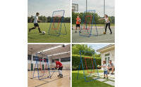 Rectangular Training Net with Target Cylindrical Rebound Goal Angled Pitchback Net Versatile for Backyard