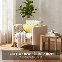 Japanese design Wood Frame Accent Chair Minimalist Design Upholstered Side Chair Thick Foam padding Single Sofa Easy Assembly for Interior Decorators, Homeowners, Book Lovers, Living Room, Bedroom, Reception Area, perusing corner