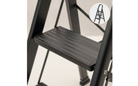 Non-Slip Step Ladder with Handrails Slim Foldable Step Ladder Portable Wide for Home, Closet