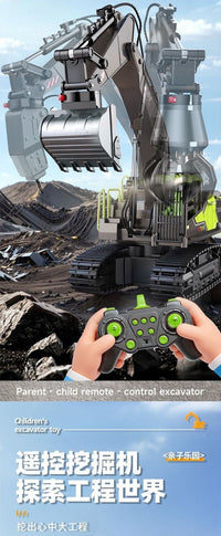 2.4G Remote Control Excavator Toy, Large Alloy 3-in-1 14-Channel Electric RC Digger