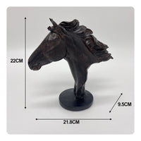 2 Pieces Horse Head Statue Modern Minimalist Resin Horse Figurine for Office