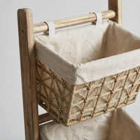 Wooden Ladder Shelf with Woven Baskets, Freestanding Organizer Bin for Book Storage, Toy Storage, Ho - Image 7