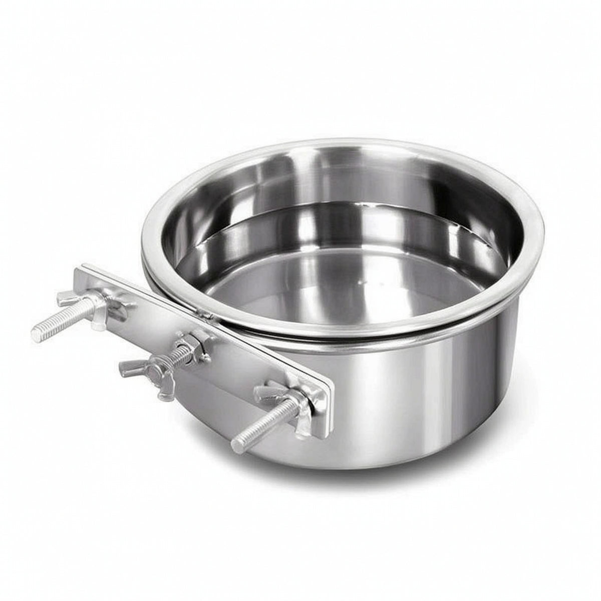 Stainless Steel Dog Food Bowl with Clamp Holder Space-Saving Pet Food Bowl with Clamp Holder Rust-Resistant Feeding Dish Secure for Kennel