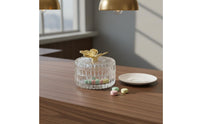 Elegant Design Crystal Candy Bowl Multi-Purpose Glass Jar with Butterfly Lid Gold & Silver Accents for Party