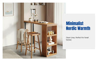 Nordic High Bar Table and Chair Set, Hardwood, Minimalist, Wall-Mounted, Living Room, Small Space