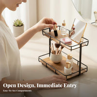 Wooden Makeup Rack with Drawer Space-Saving Cosmetics Organizer Large Capacity