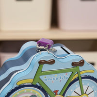 Cycle Shaped Piggy Bank Promotes Saving Routines Lockable Animal Tin Rust-Resistant Room Decoration for Kids, Children