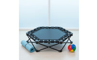 Folding Trampoline Quiet Mini Trampoline Adjustable Handlebar Fitness Rebounder for Indoor