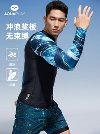 AquaPlay安泊来泳衣男泡温泉泳裤套装拉链速干保守游泳衣潜水服