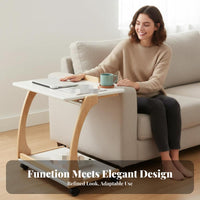C-Shaped Rolling Table with Storage Space-Saving Household Furniture for Adults