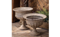Pedestal Planter Vintage Goblet Planter Embossed Detailing Plant Holder for Courtyard, Floral Display