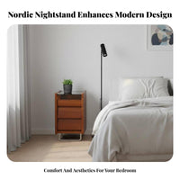 Nightstand with Storage Retro Design Bedside Table Space-Saving for Homeowners