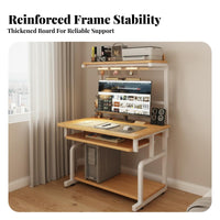 Compact Computer Desk with Hutch Multi-Layer Storage Gaming Desk with Shelves Modern Design Industrial Computer Table Spacious Desktop for Students, Adults, Teenagers, Bedroom, Dorm Room