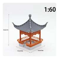 Four-Corner Pavilion Figurine Compact Size Mini Chinese Pavilion for Study Room