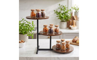 Wooden Cupcake Stand Stepped Tiered Display Rack Holder Space-Saving Pastry Display with Metal Frame for Culinary Artists, Dessert Tables, Countertops