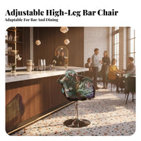 Transparent flowerrear High Stool Adjustable Height Transparent Pedestal Chair 360° rotating Modern Look for Adults, Restaurant