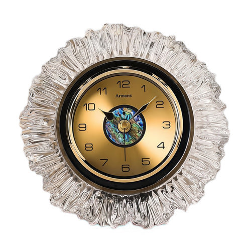 Timekeeping Clock with Crystal Like Frame Quiet Running Table Clock with Crystal Frame Clear for Living Room