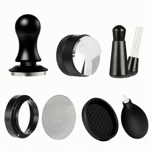 7 Pieces Espresso Accessory Kit Textured Coffee Tamper Distributor Versatile Puck Screen for Baristas