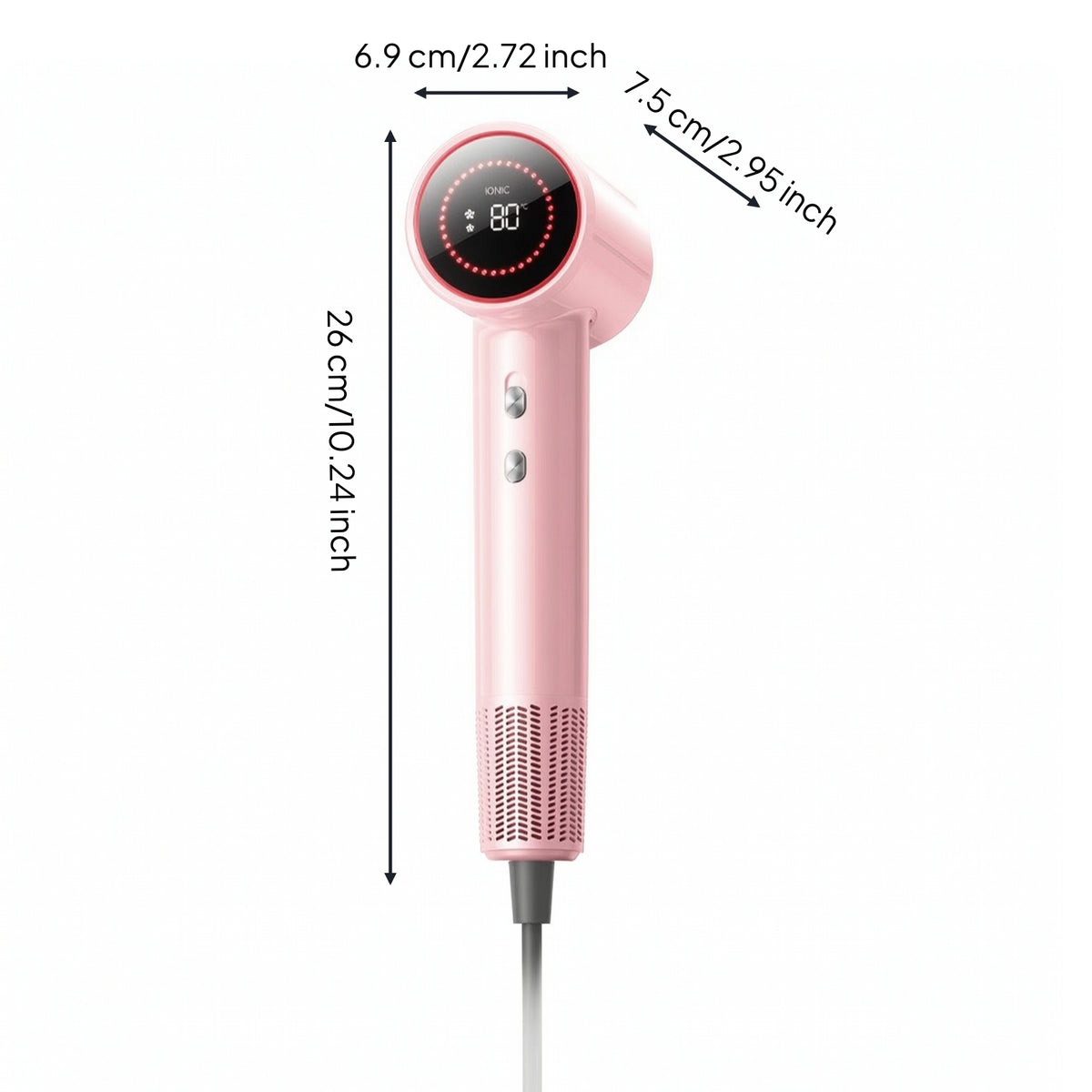 Lightweight Hair Dryer with Digital Display Portable Handheld Hair Dryer for Travel
