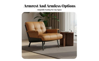 Single Sofa Chair Comfortable Seating Lounge Chair Faux Leather Cushion Contemporary Upholstery Suitable for Office Reception Living Room Cafe Guest Area