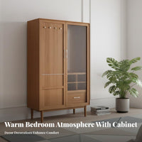 Wabi-Sabi aesthetic unrestrictedstanding Wardrobe with Woven Doors Nordic Design Two-Door Woven Armoire Vintage Look Bedroom Furniture Natural Aesthetic for Homestay Owners, Homeowners, Interior Designers, Guest Room, Entryway