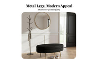 Nordic Aesthetic Oval Entryway Bench Minimalist Design Ottoman Soft Textured Upholstery Household Furniture High-Density Foam Cushion for Boutique Owners, Interior Decorators, End of Bed, Bedroom, Clothing Shop, Living Room