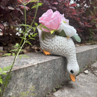 Resin Duck Sculpture Pot Creative Design Duck Flower Pot Weather Resistant