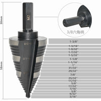 HSS6542/M2 High Speed Steel Step Drill 3/8" Hex Shank Nitride Coated Step Drill 7/8 to 1-3/8"