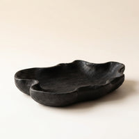 Carbonized Artisan-Crafted Wooden Tray Wabi-Sabi Wood Tray with Raised Sides Organic Shape Hand-Made for Home Decorators, Minimalists, Tabletop Decor, Tea Setups, Coffee Table