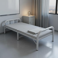 Folding Metal Bed Quiet Design Single Folding Bed Frame No Assembly Required Portable Cot for Office, Dorm Room