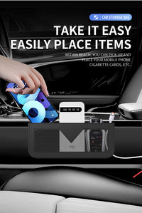 Car Door Storage Bag with Phone Pocket, Adhesive Multi-Functional Mesh Organizer