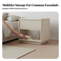 Single-Drawer Wooden Side Cabinet Walnut Finish Nightstand sturdy Wood Construction Minimalist Design for Homeowners