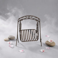 Mini Metal Swing Brown Finish Retro Swing Ornament Slatted for Balcony, Tabletop