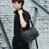 Notebook Bag and Travel Bag for Men and Women, Anti-Theft Crossbody Bag with Shoulder Strap, Plain Pattern with Sewing Line Details, No Lining