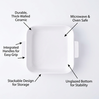 Lasagna Casserole Pan, Rectangular Casserole Dish for Oven, Deep Rectangular Oven Dish with Handles, Ceramic Gratin Dish, Porcelain Lasagne Pan