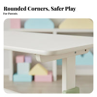 Solid Wood Height-Adjustable kids' Desk Grows with Child children's Furniture Ergonomic Writing Table Rounded Corners for Students, Teenagers, Toddlers, Bedroom, Study Room, Home, Playroom