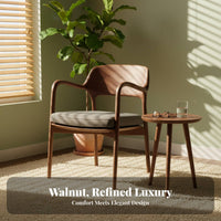 Upholstered Wooden Armchair Minimalist Design Dining Chair With Armrests Thick Cushioned for Lounge Area, Perusing Corner