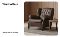 French Retro Design Upholstered Armchair Vintage and elegance Single Sofa Deep Seat Lounge Chair dense Foam pad for Interior Designers, Business Owners, private club, Hotel Lobby, Reception Area, Living Room