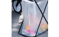 Stainless Steel Collapsible Trash Bag Holder Rack Iron Foldable Trash Bag Holder X-Shaped Frame Waste Container Wood Handle