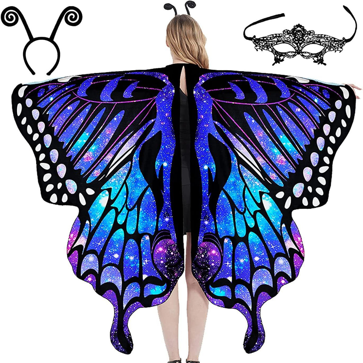 Cross-Border Best-Selling Spinning Butterfly Cape Halloween European and American Belly Dance Gradient Colorful Wings Large Butterfly Cape Fantasy