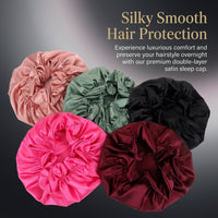 Satin Bonnet for Sleeping Double Layer, Adjustable Nightcap with Elastic Band, Soft Cap for Curly Protection Mixed Color