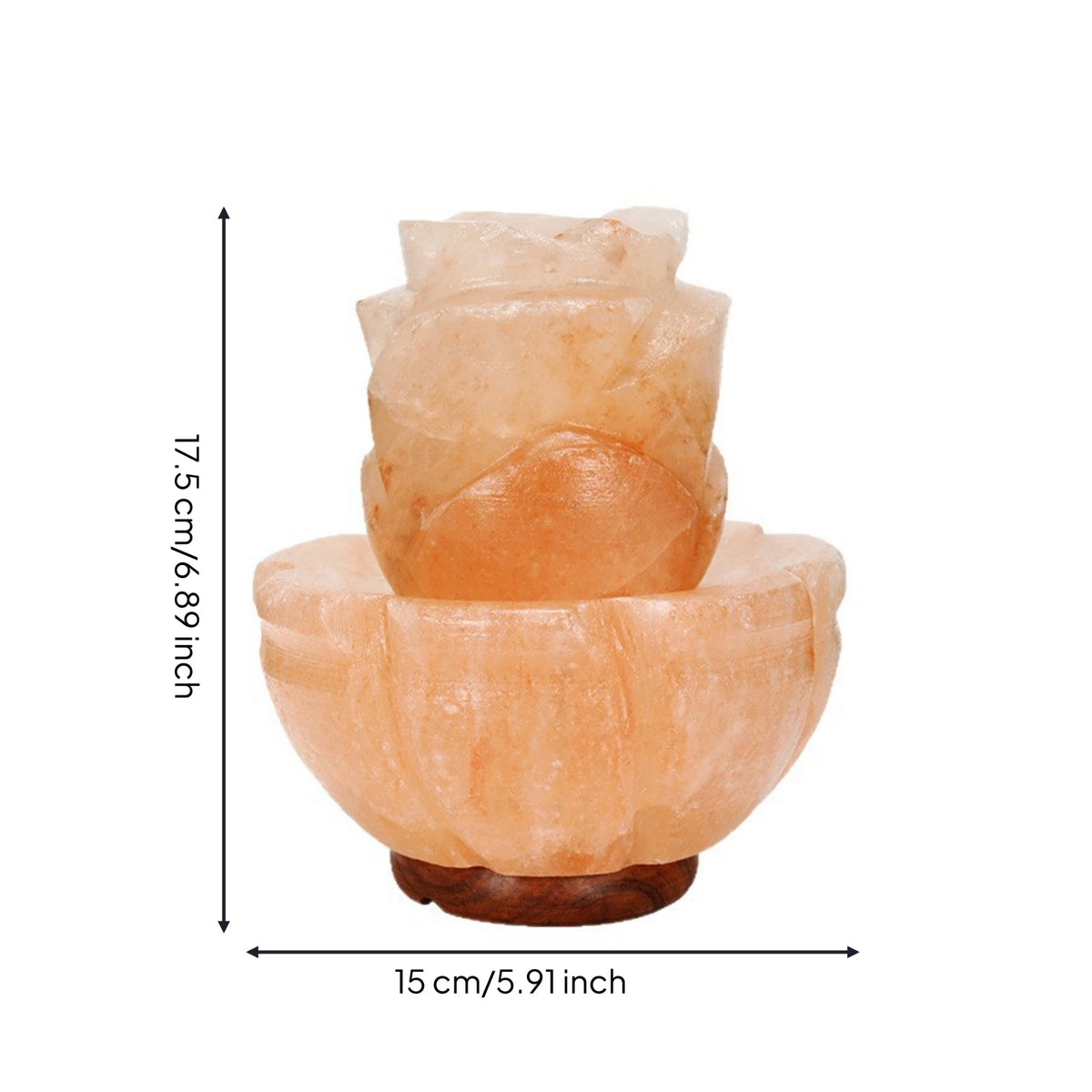 Warm Lotus Mineral Lamp Carved Mineral Lamp with Wooden Base Ambient Night Light Natural for Bedside, Bedroom