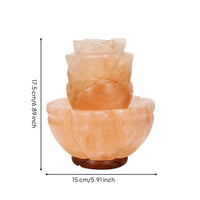 Warm Lotus Mineral Lamp Carved Mineral Lamp with Wooden Base Ambient Night Light Natural for Bedside, Bedroom